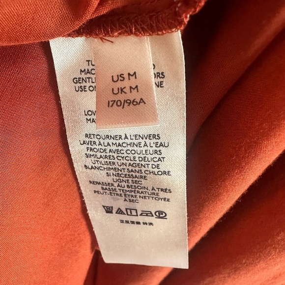 Anthropologie Boho Embroidered Rust Midi Dress | Puff Sleeve Ethnic Folk Style M - Picture 8 of 9